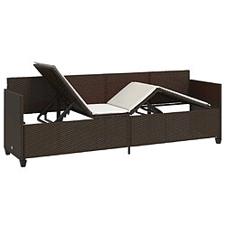 Acheter Maison Chic Chaise longue avec coussins, Transats, Bain de Soleil marron résine tressée