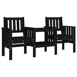 Maison Chic Banc de jardin 2 places | Banquette de jardin avec table | Chaise Relax noir bois massif de pin -MN15011