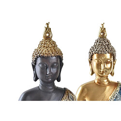 Figurine Décorative DKD Home Decor Bleu Doré Marron Buda Résine (2 Unités) (20 x 11 x 29 cm)