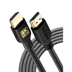 PowerBear Câble HDMI 4K de 2 m | Haute vitesse, en nylon tressé et connecteurs plaqués or, 4K 60Hz, Ultra HD, 2K, 1080P,