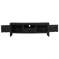 Helloshop26 Meuble télé buffet tv télévision design pratique noir 118 cm bois de manguier massif 2502203 pas cher