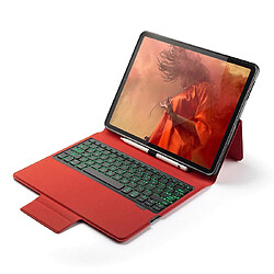 Wewoo Clavier Bluetooth rétroéclairé avec étui à rabat en cuir pour iPad Pro 12.9 2018 rouge pas cher