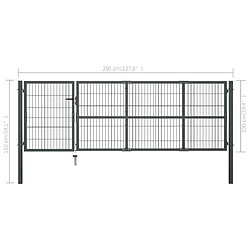 vidaXL Portillon avec poteaux Acier 350 x 100 cm Anthracite pas cher