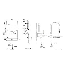 Acheter Auralum MAX Évier Cuisine 1 Bac 55*45CM Noir+Mitigeur Cuisine Rabattable Pivotant à 360°, avec Poignée Pliable Contre Fenêtre ,Noir