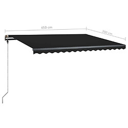 vidaXL Auvent manuel rétractable avec LED 450x300 cm Anthracite pas cher