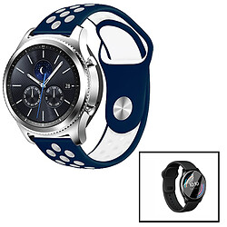 PHONECARE Kit Bracelet SportyStyle + Film de Hydrogel pour Amazfit GTS 3 - Bleu Foncé / Blanc