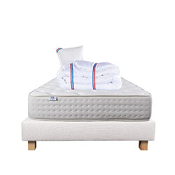 LUXURY LITERIE Ensemble matelas Purlux 90x190 cm + sommier beige ep20cm + oreiller + couette