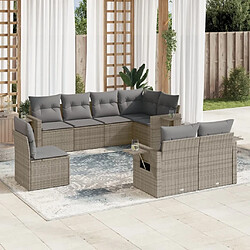 Maison Chic Salon de jardin 8 pcs avec coussins | Ensemble de Table et chaises | Mobilier d'Extérieur gris résine tressée -GKD69885