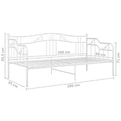 vidaXL Cadre de canapé-lit sans matelas blanc métal 90x200 cm pas cher