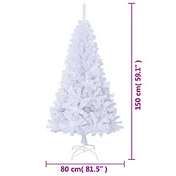 vidaXL Arbre de Noël artificiel avec branches épaisses blanc 150cm PVC pas cher