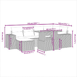 Avis Maison Chic Ensemble Tables et chaises d'extérieur 7pcs avec coussins,Salon de jardin noir résine tressée -GKD265142