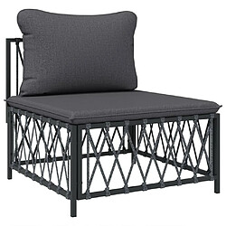 Maison Chic Canapé central de jardin avec coussins | Canapé Sofa d'extérieur | Fauteuil terrasse anthracite tissu tissé -MN99856