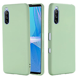 Coque en silicone Liquide bien protégé de couleur unie avec sangle vert pour votre Sony Xperia 10 III