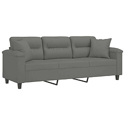 Avis Maison Chic Canapé 3 places avec oreillers,Sofa de Salon,Canapé droit gris foncé 180 cm -GKD851599