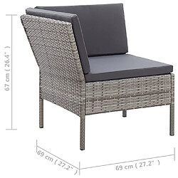 vidaXL Salon de jardin 6 pcs avec coussins résine tressée gris pas cher