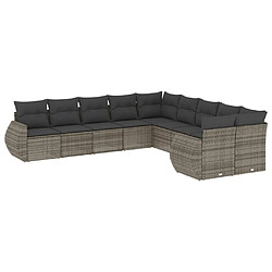 Maison Chic Salon de jardin avec coussins 10 pcs | Ensemble de Table et chaises | Mobilier d'Extérieur gris résine tressée -GKD99850