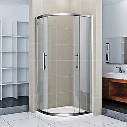 Cabine de douche 1/4 de rond 90x90x185cm porte de douche coulissante en verre anticalcaire