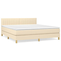 vidaXL Sommier à lattes de lit avec matelas Crème 160x200 cm Tissu