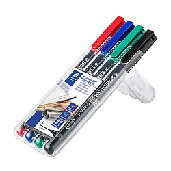 Stylo feutre permanent Staedtler Lumocolor 313 "dry safe" couleurs assorties 0,4 mm - Pochette de 4