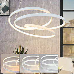 NETTLIFE Suspension LED Diam.50CM 55W Fer Blanc Table à Manger Dimmable Lampe de Table à Manger Moderne avec Télécommande pour Salon Chambre Cuisine