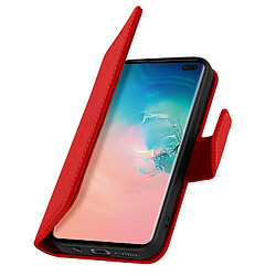 Avizar Housse Samsung Galaxy S10 Plus Cuir Porte-carte Fonction Support Premium rouge