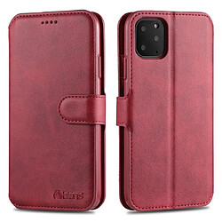 Wewoo Coque Pour iPhone 11 Pro AZNS Texture de mollet Etui en cuir avec rabat magnétique PU support fentes cartes et cadre photo Rouge