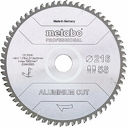 Metabo Aluminium Cut - Professional Lame de scie circulaire 216 x 30 mm Z58 FZ/TZ 5 NEG ( 628443000 ) pour aluminium 