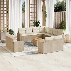 Maison Chic Salon de jardin avec coussins 12 pcs | Ensemble de Table et chaises | Mobilier d'Extérieur beige résine tressée -GKD38660