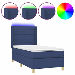 Maison Chic Lit adulte- Lit + matelas + LED,Sommier à lattes de lit matelas et LED Bleu 90x190 cm Tissu -GKD17666