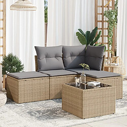 Maison Chic Salon de jardin avec coussins 5 pcs | Ensemble de Table et chaises | Mobilier d'Extérieur beige résine tressée -GKD43629