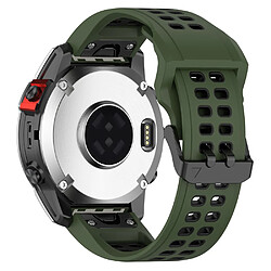 Bracelet en silicone 26mm, bicolore, fermeture rapide avec boucle à double trou pour Garmin Enduro/Fenix 7X/7X Solar/COROS VERTIX 2 - vert armée/noir