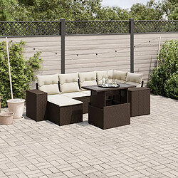 vidaXL Salon de jardin avec coussins 7 pcs marron résine tressée