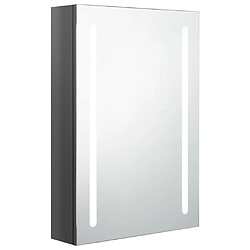 vidaXL Armoire de salle de bain à miroir LED gris brillant 50x13x70 cm