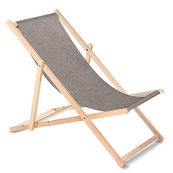 Greenblue Chaise longue de jardin Transat en bois GB183M Gris melange