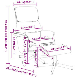 vidaXL Fauteuil inclinable avec repose-pied gris foncé tissu pas cher