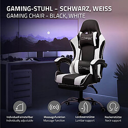 Chaise de massage gaming, noir et blanc, cuir PU ML-Design