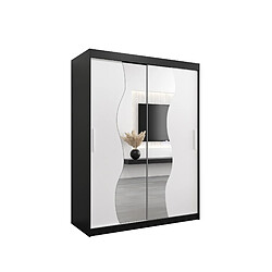 Abiks Meble Armoire MADRYT À Portes Coulissantes 200/150/62 2 Portes (Noir/Blanc)