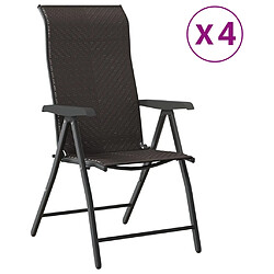 vidaXL Chaises pliables de jardin lot de 4 café noir résine tressée