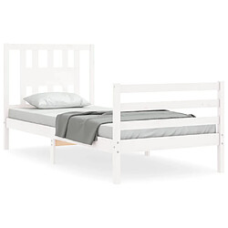 vidaXL Cadre de lit sans matelas blanc 90x200 cm bois massif