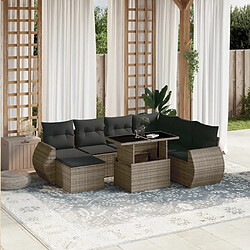 vidaXL Salon de jardin 8 pcs avec coussins gris résine tressée