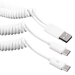 Avis Wewoo Câble blanc pour Samsung Galaxy S8 & S8 + / LG G6 / Huawei P10 & P10 Plus / Xiaomi Mi6 & Max 2 et autres Smartphones 1m 2 USB-C / Type-C Ports vers USB 2.0 Données de synchronisation / spiralé de ressort de chargeur,