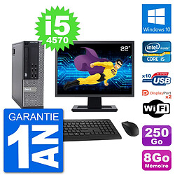 PC Dell 9020 SFF Ecran 22" Intel i5-4570 RAM 8Go Disque 250Go Windows 10 Wifi - Occasion