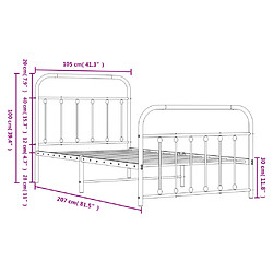 vidaXL Cadre de lit métal sans matelas et pied de lit noir 100x200 cm pas cher