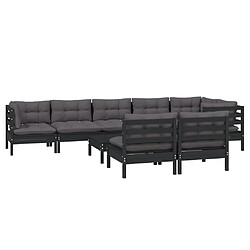 Avis Maison Chic Salon de jardin 9 pcs + coussins - Mobilier/Meubles de jardin - Table et chaises d'extérieur Noir Bois de pin massif -MN55947