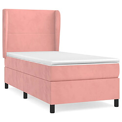 Maison Chic Lit Adulte - Lit simple Lit à sommier tapissier avec matelas moelleux - Meuble de Chambre - Rose 90x190 cm Velours -MN12008