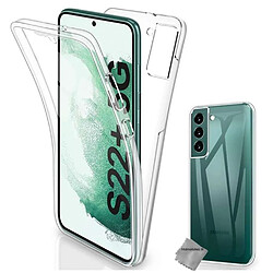 Htdmobiles Coque silicone gel fine 360 integrale (avant et arriere) pour Samsung Galaxy S22 Plus 5G + verre trempe - TRANSPARENT