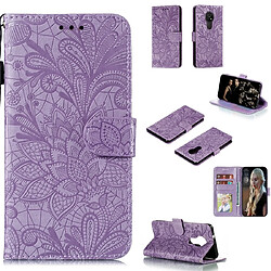 Wewoo Housse Coque Pour Nokia 7.2 étui en cuir à rabat horizontal fleur de dentelle avec support et fentes cartes et portefeuille et cadre photo violet