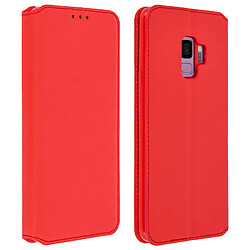 Avizar Etui Galaxy S9 Housse folio Porte-carte Fonction Support Rouge