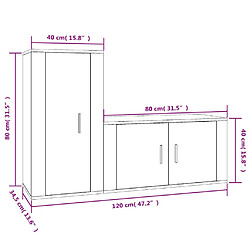 Helloshop26 Ensemble de meubles armoire buffet TV télévision salon chambre séjour 2 pièces brillant bois d'ingénierie blanc 02_0024410 pas cher