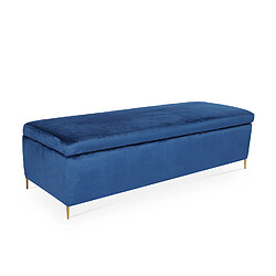 Banquette Coffre Iris velours Bleu pieds or